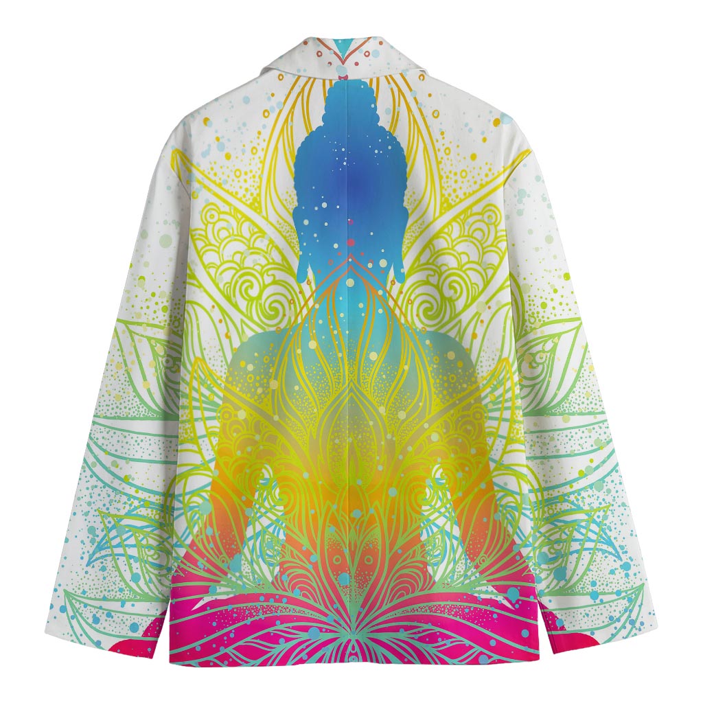 Colorful Buddha Lotus Print Men's Blazer