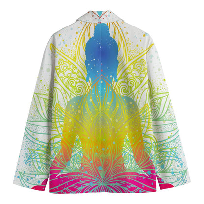 Colorful Buddha Lotus Print Men's Blazer