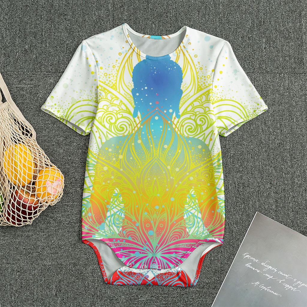 Colorful Buddha Lotus Print Men's Bodysuit