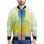 Colorful Buddha Lotus Print Men's Bomber Jacket