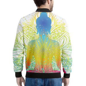 Colorful Buddha Lotus Print Men's Bomber Jacket