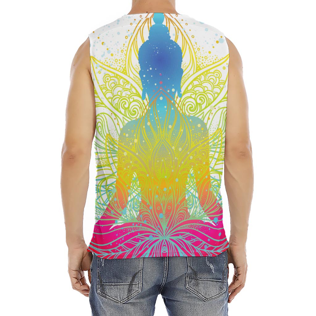 Colorful Buddha Lotus Print Men's Fitness Tank Top