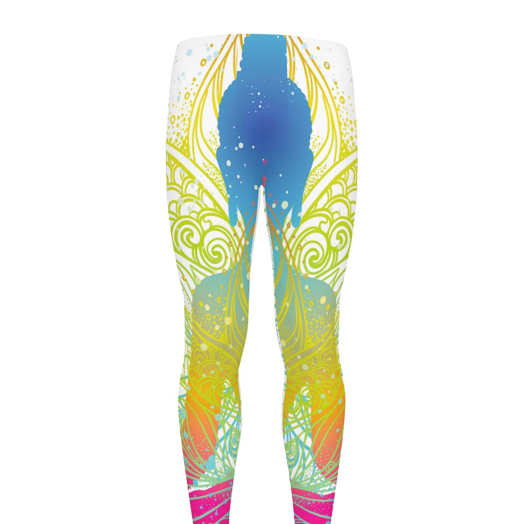 Colorful Buddha Lotus Print Men's leggings