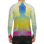 Colorful Buddha Lotus Print Men's Long Sleeve Rash Guard