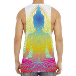 Colorful Buddha Lotus Print Men's Muscle Tank Top