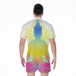 Colorful Buddha Lotus Print Men's Rompers