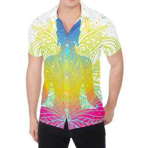 Colorful Buddha Lotus Print Men's Shirt