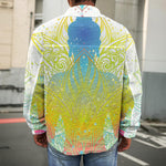 Colorful Buddha Lotus Print Men's Shirt Jacket