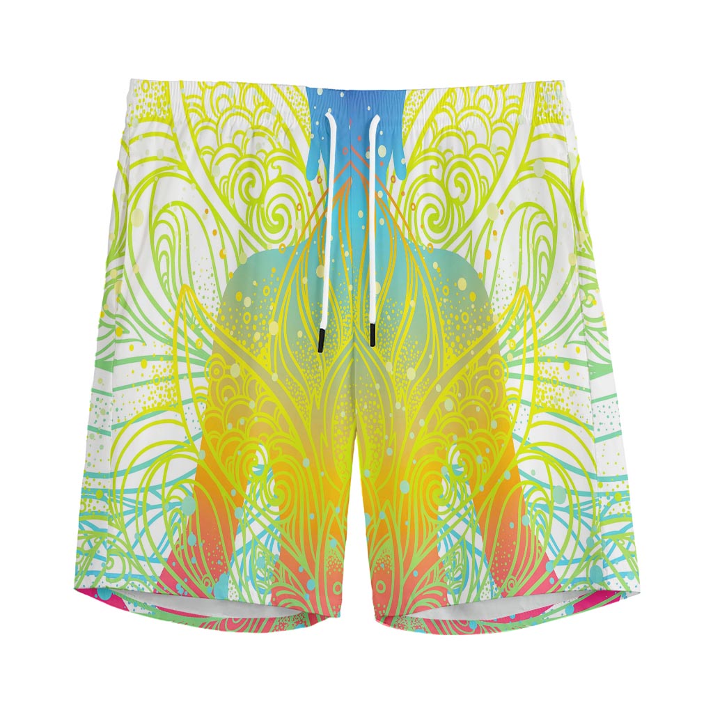 Colorful Buddha Lotus Print Men's Sports Shorts