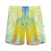 Colorful Buddha Lotus Print Men's Sports Shorts