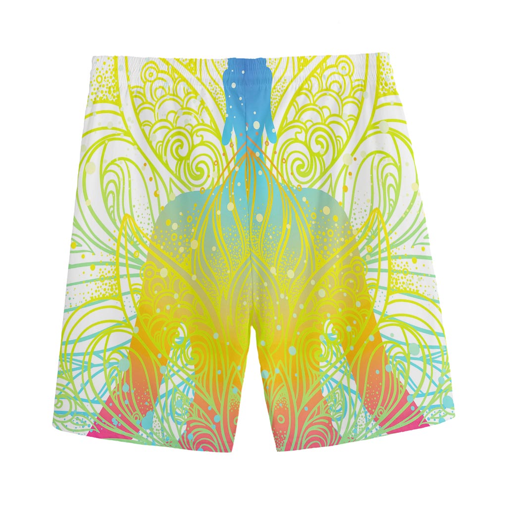 Colorful Buddha Lotus Print Men's Sports Shorts