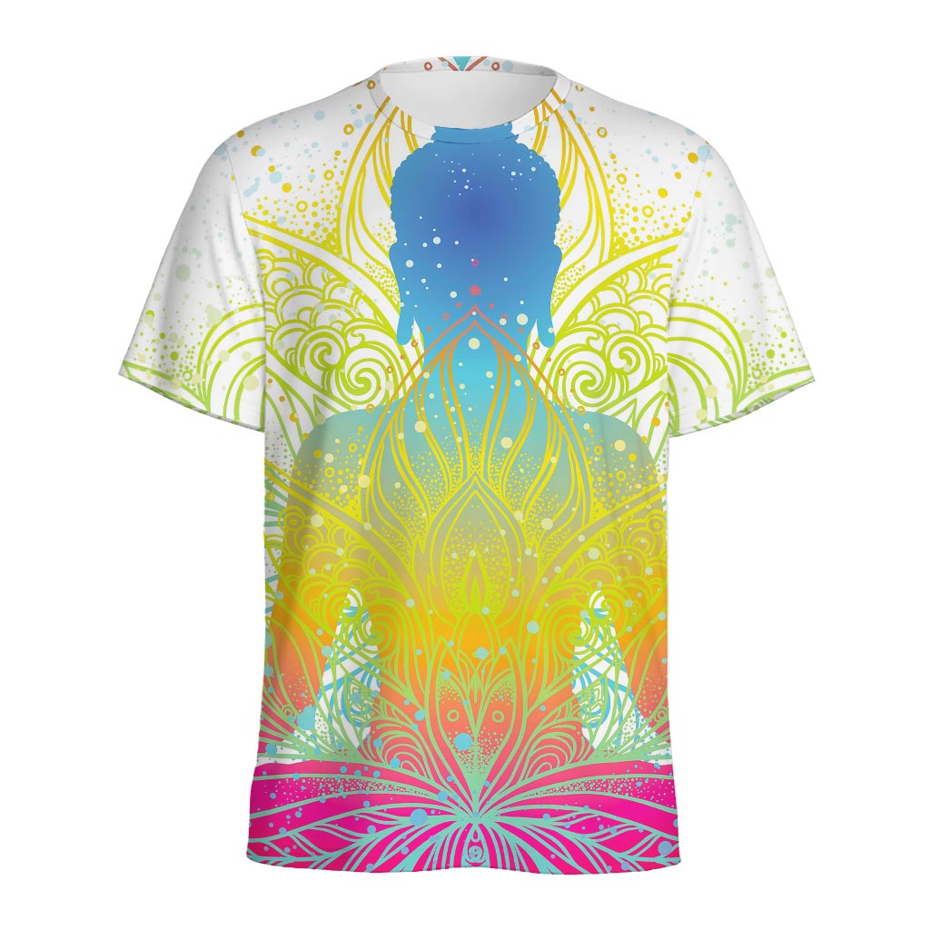 Colorful Buddha Lotus Print Men's Sports T-Shirt