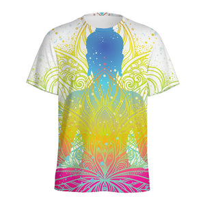 Colorful Buddha Lotus Print Men's Sports T-Shirt