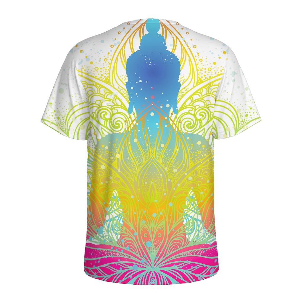 Colorful Buddha Lotus Print Men's Sports T-Shirt