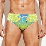 Colorful Buddha Lotus Print Men's Swim Briefs