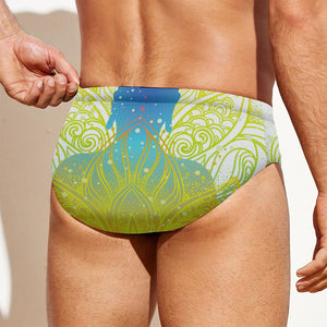 Colorful Buddha Lotus Print Men's Swim Briefs