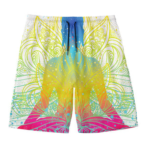 Colorful Buddha Lotus Print Men's Swim Trunks