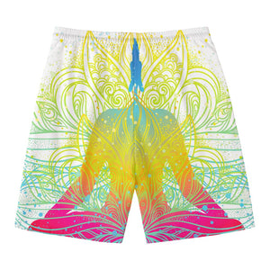 Colorful Buddha Lotus Print Men's Swim Trunks