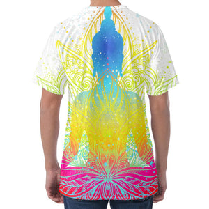 Colorful Buddha Lotus Print Men's Velvet T-Shirt