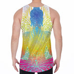 Colorful Buddha Lotus Print Men's Velvet Tank Top