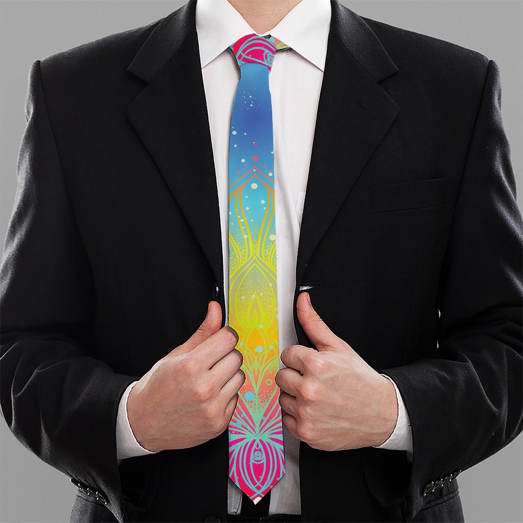 Colorful Buddha Lotus Print Necktie