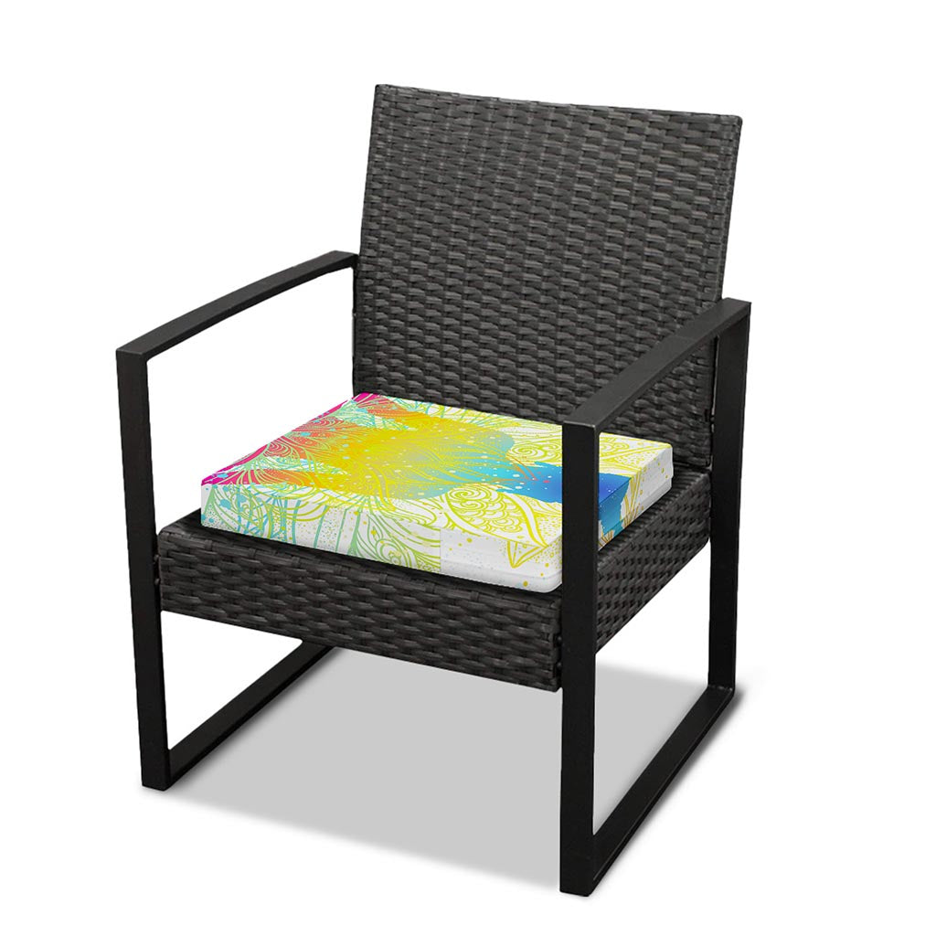 Colorful Buddha Lotus Print Outdoor Seat Cushion Cover