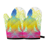 Colorful Buddha Lotus Print Oven Mitts