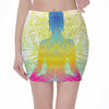 Colorful Buddha Lotus Print Pencil Mini Skirt