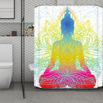 Colorful Buddha Lotus Print Polyester Shower Curtain