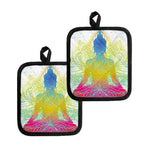 Colorful Buddha Lotus Print Pot Holders