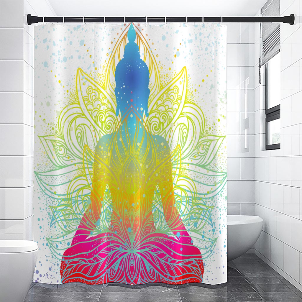 Colorful Buddha Lotus Print Premium Shower Curtain