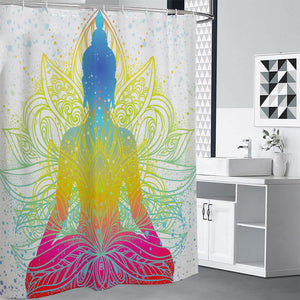 Colorful Buddha Lotus Print Premium Shower Curtain