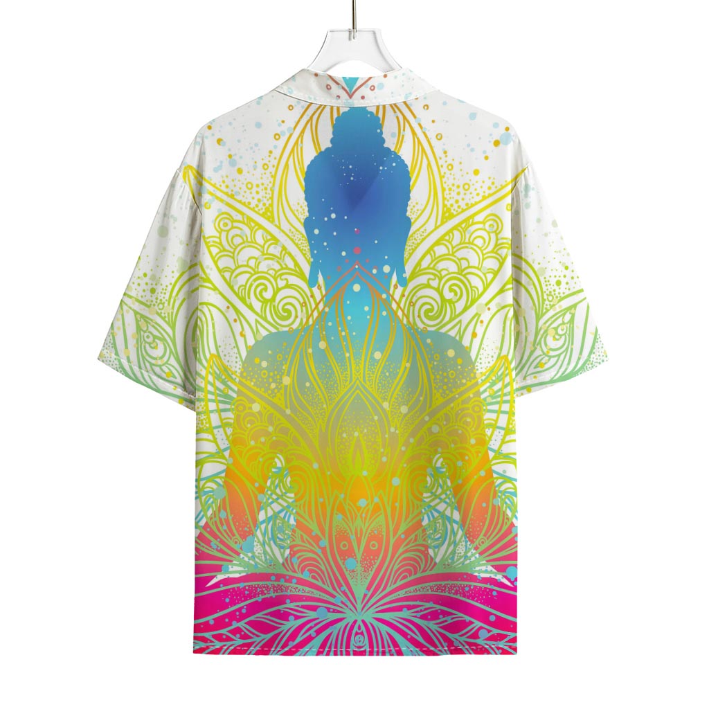 Colorful Buddha Lotus Print Rayon Hawaiian Shirt