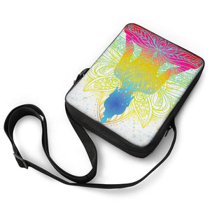 Colorful Buddha Lotus Print Rectangular Crossbody Bag