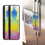 Colorful Buddha Lotus Print Refrigerator Handle Covers