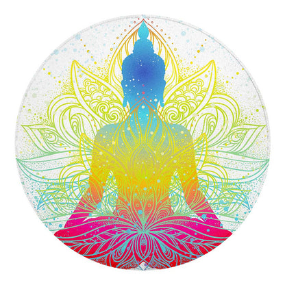 Colorful Buddha Lotus Print Round Blanket