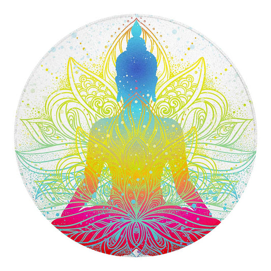 Colorful Buddha Lotus Print Round Blanket