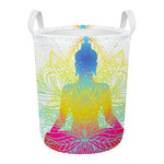 Colorful Buddha Lotus Print Round Laundry Basket
