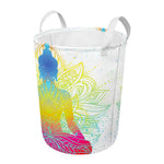 Colorful Buddha Lotus Print Round Laundry Basket