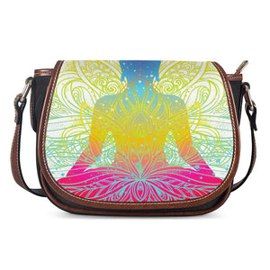 Colorful Buddha Lotus Print Saddle Bag