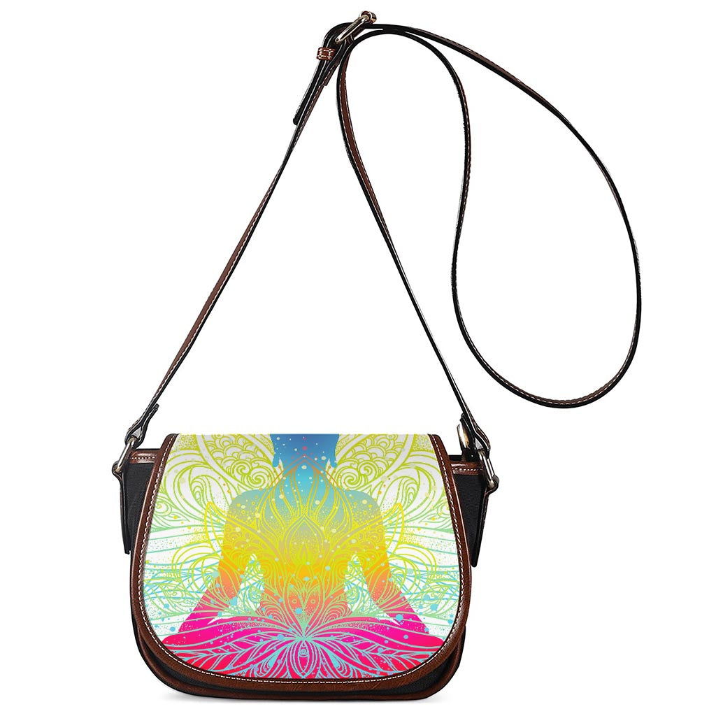 Colorful Buddha Lotus Print Saddle Bag