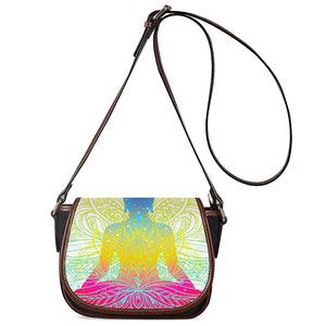 Colorful Buddha Lotus Print Saddle Bag