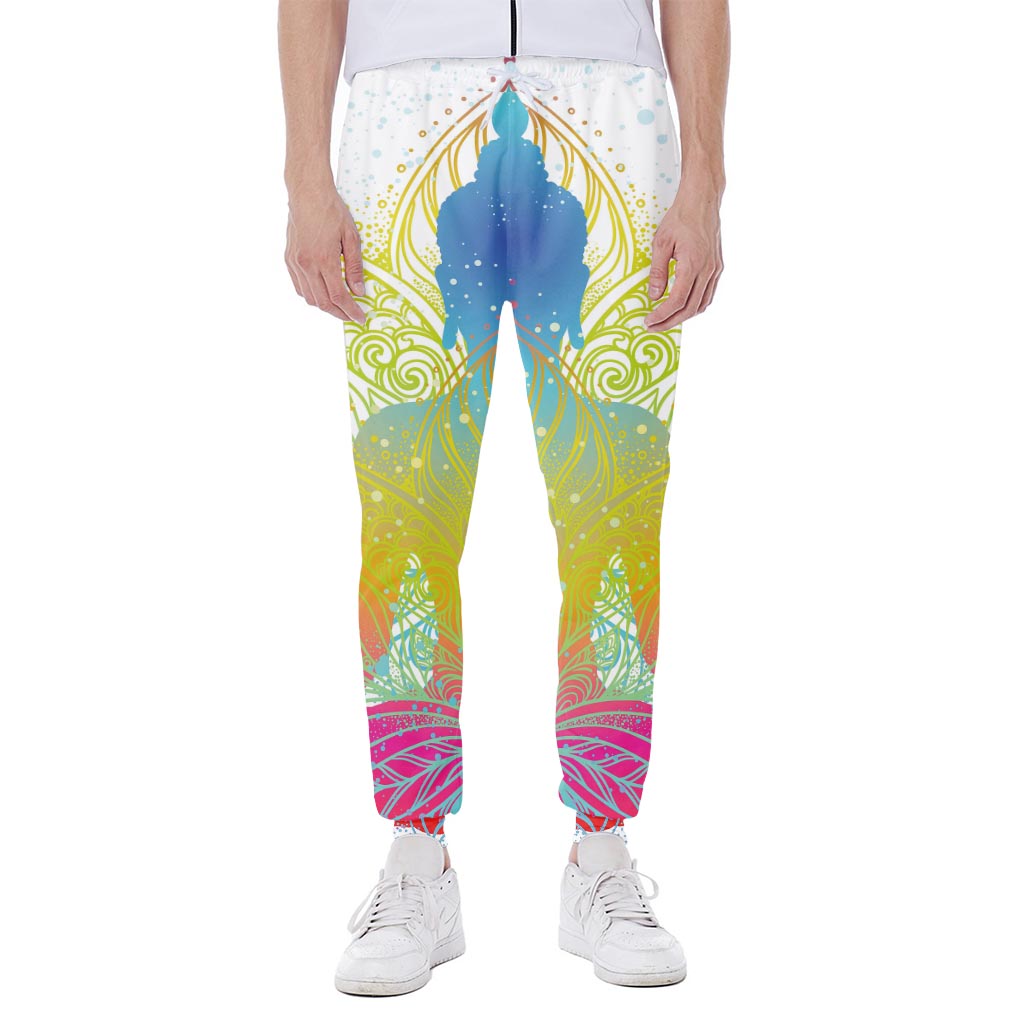 Colorful Buddha Lotus Print Scuba Joggers