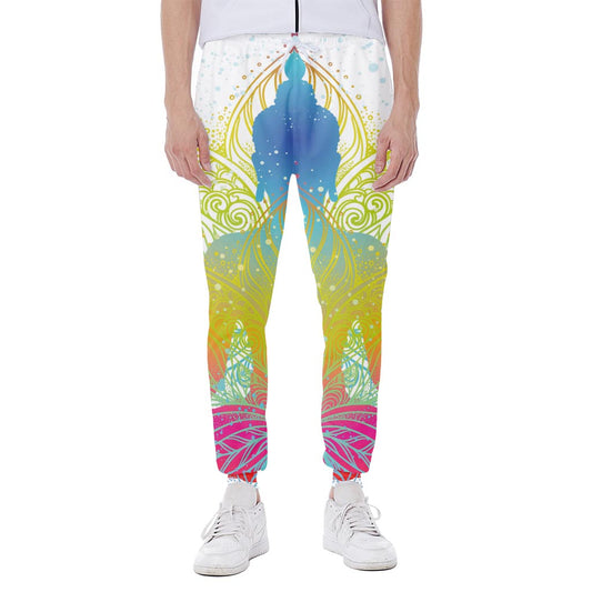 Colorful Buddha Lotus Print Scuba Joggers