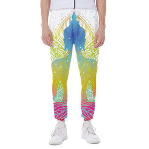 Colorful Buddha Lotus Print Scuba Joggers