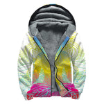 Colorful Buddha Lotus Print Sherpa Lined Zip Up Hoodie