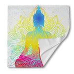 Colorful Buddha Lotus Print Silk Bandana