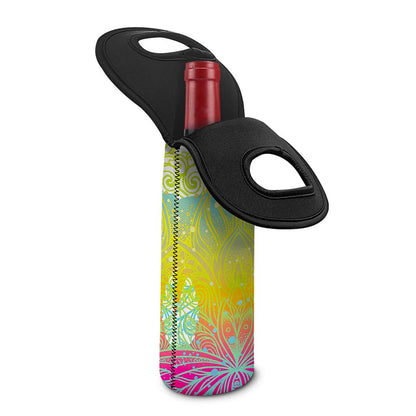Colorful Buddha Lotus Print Single Neoprene Wine Tote