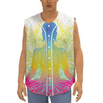 Colorful Buddha Lotus Print Sleeveless Baseball Jersey