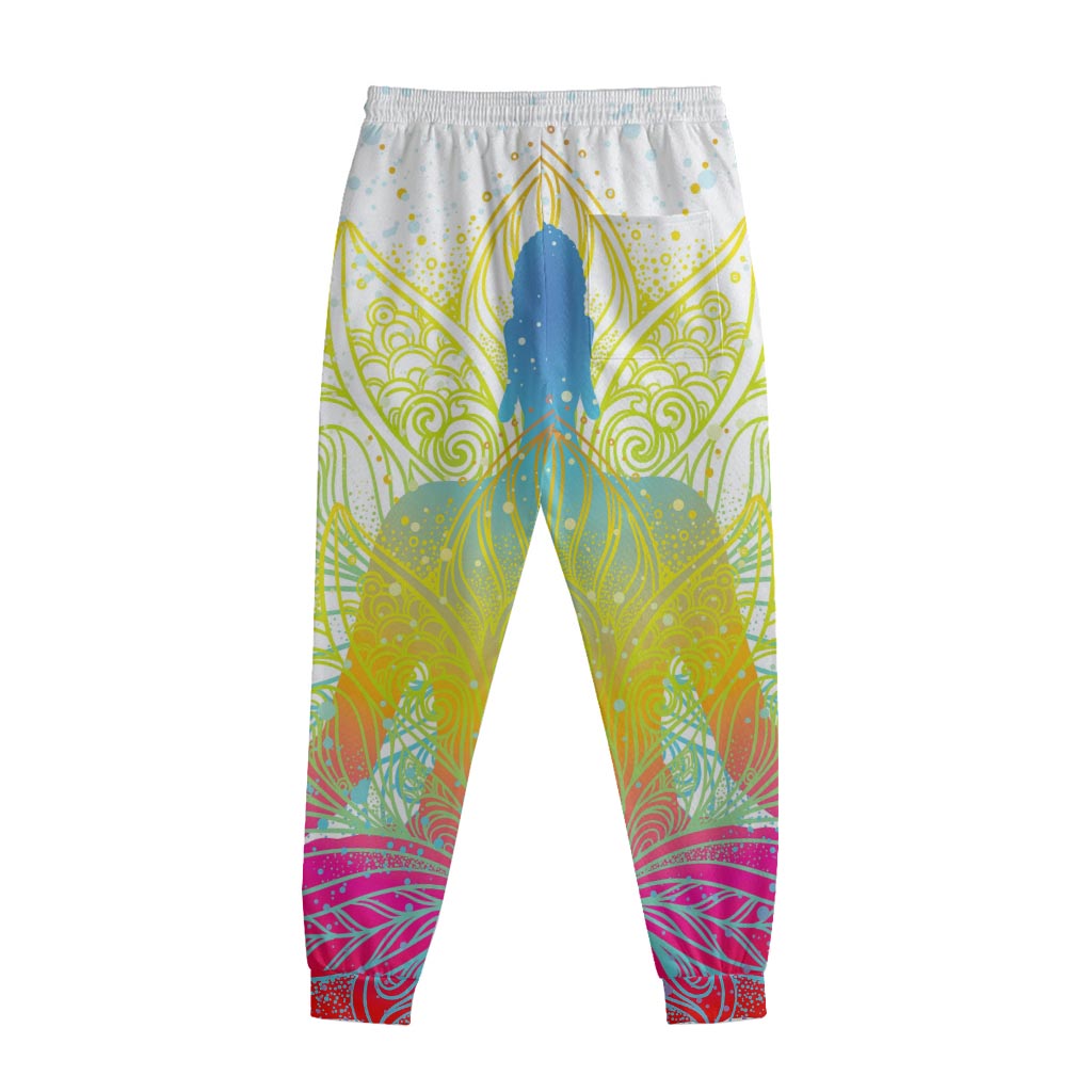 Colorful Buddha Lotus Print Sweatpants